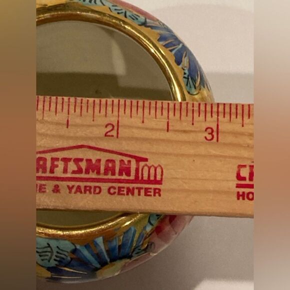 Beautiful ‘Lavorato E Dipinto A Mano’ Hand Painted in Gold Floral Italian Vase - Picture 8 of 9